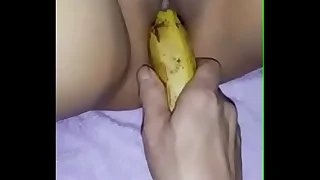 Her pussy liked the banana #1